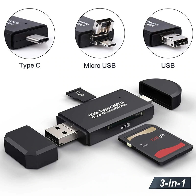 ޸ ī , 3 in 1 USB Ÿ C/ũ USB 3.0 , OTG  ÷  ÷ VDX99